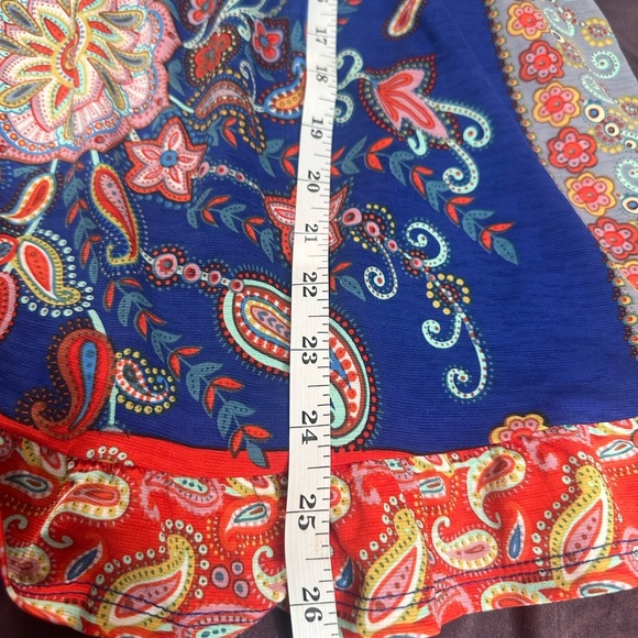 3/4 sleeve multicolor baby doll top with pattern block size M simply obsessed - Picture 10 of 12